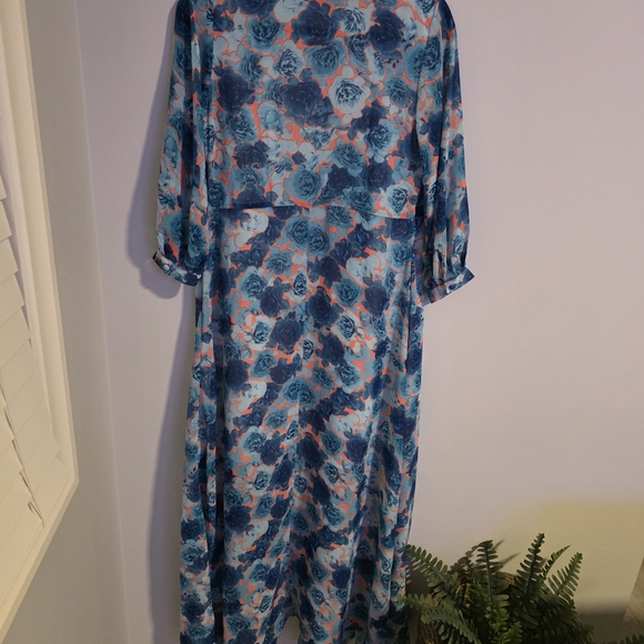 Caribbean Queen Blue Floral Swim Kimono Coverup - Picture 5 of 7